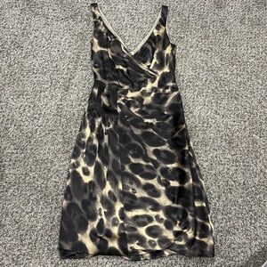 Prada Leopard Print Midi Dress in Black and Tan
